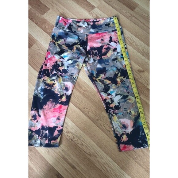 KOS USA Floral Multicolor Cropped Active Workout Leggings Size Medium - Picture 4 of 6